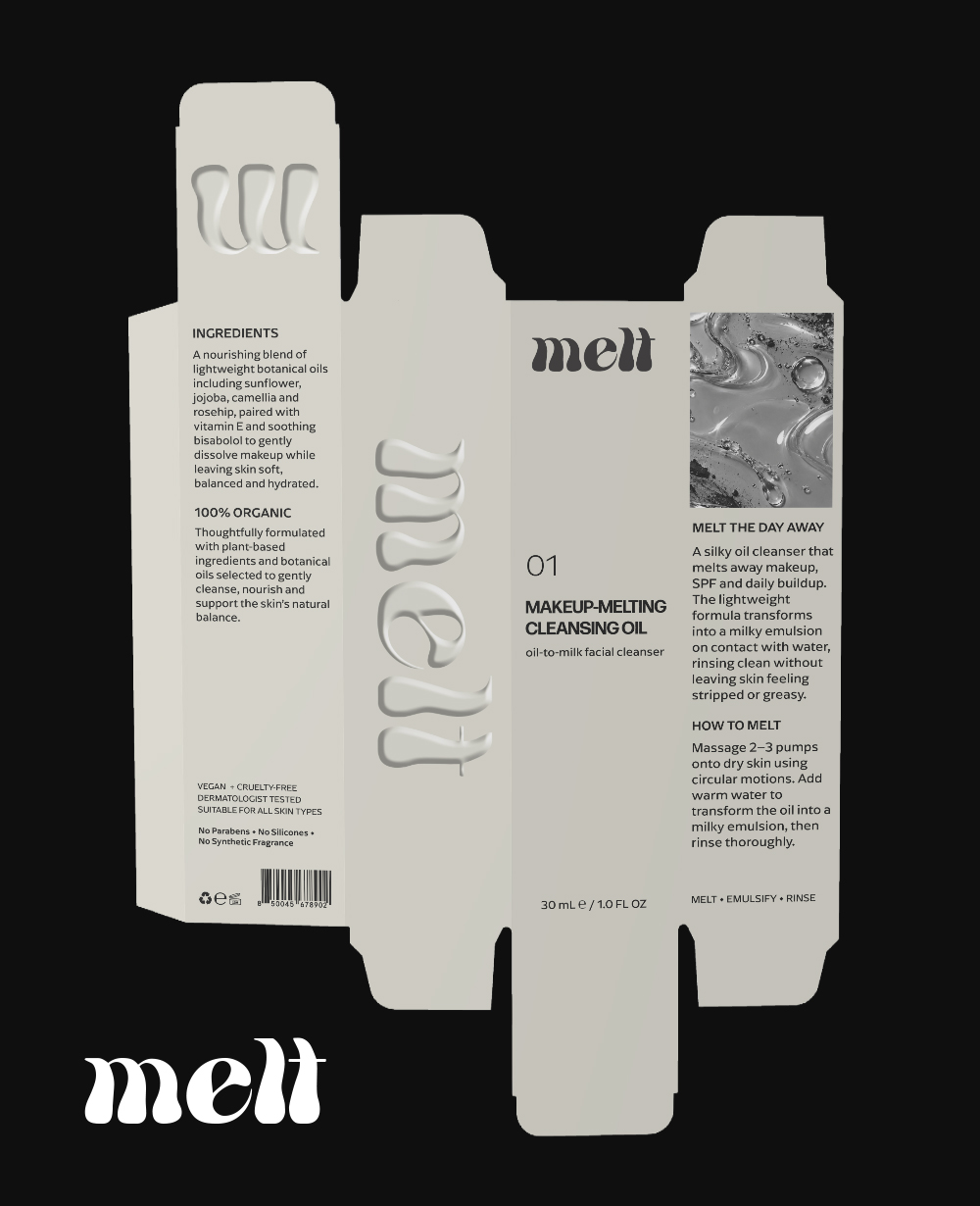 Melt cleansing oil carton dieline showing all panels flat